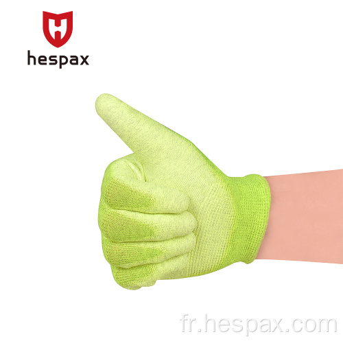 Gants de travail électronique de fibre de carbone jaune HESPAX Gants